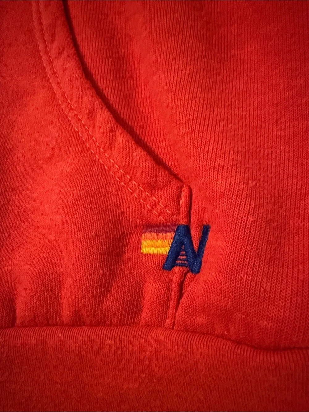 Aviator Nation Orange Zip-Up Hoodie with Rainbow Stripe